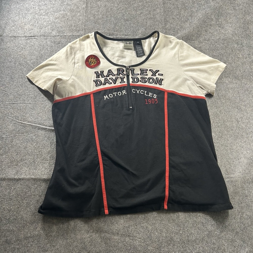 Vintage Harley Davidson Shirt Womens 1W Y2K Embroiedered Biker Motorcycle
